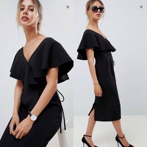 ASOS DESIGN Ruffle Wrap Midi Dress